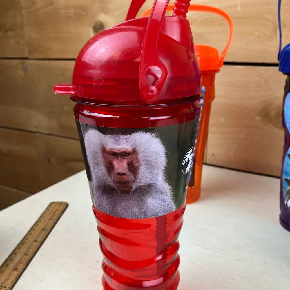 Assorted Lot of 9 Theme Park & Zoo Kids Sipper Cups - Multi-Color Collectable
